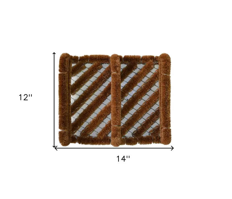 12" X 14" Brown Coir Geometric Outdoor Boot Scraper