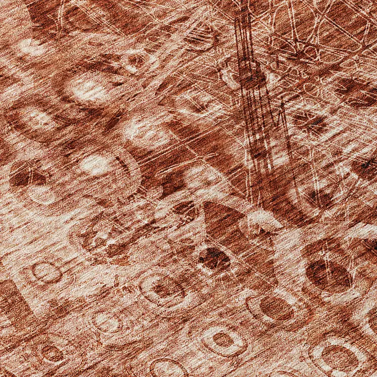 10' X 14' Orange Ikat Washable Indoor Outdoor Area Rug