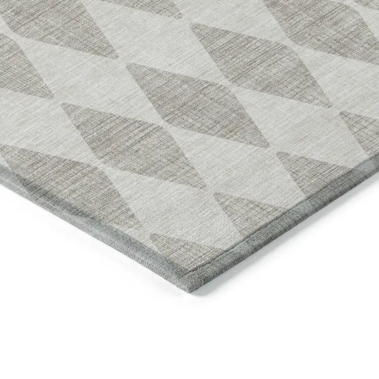8' Beige Round Geometric Washable Indoor Outdoor Area Rug