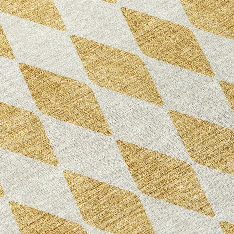 5' X 8' Gold Geometric Washable Indoor Outdoor Area Rug
