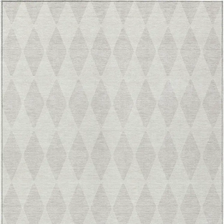 8' X 10' Ivory And Beige Geometric Washable Indoor Outdoor Area Rug