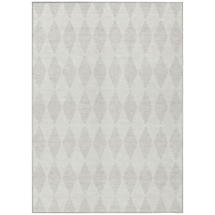 8' X 10' Ivory And Beige Geometric Washable Indoor Outdoor Area Rug