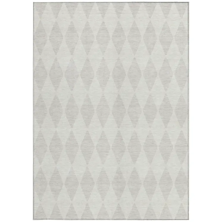 10' X 14' Ivory And Beige Geometric Washable Indoor Outdoor Area Rug