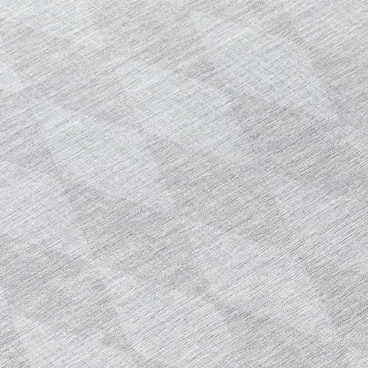 8' Pewter And Silver Round Geometric Washable Indoor Outdoor Area Rug
