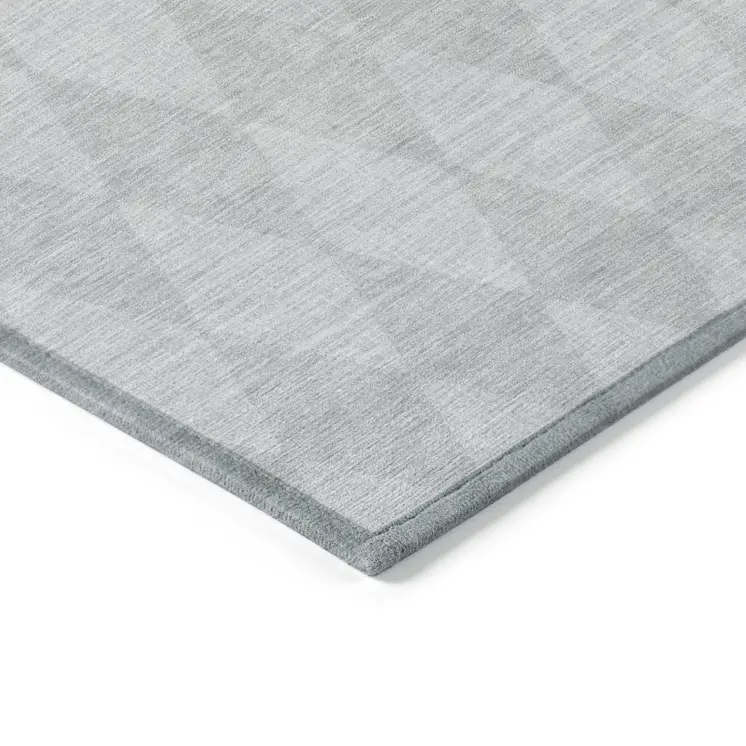 9' X 12' Pewter And Silver Geometric Washable Indoor Outdoor Area Rug
