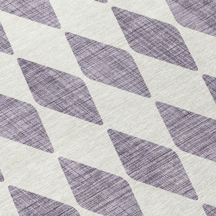 8' Purple And Lilac Round Geometric Washable Indoor Outdoor Area Rug