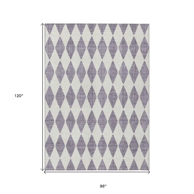 8' X 10' Purple And Lilac Geometric Washable Indoor Outdoor Area Rug