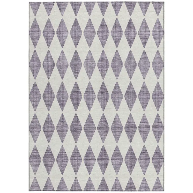 9' X 12' Purple And Lilac Geometric Washable Indoor Outdoor Area Rug