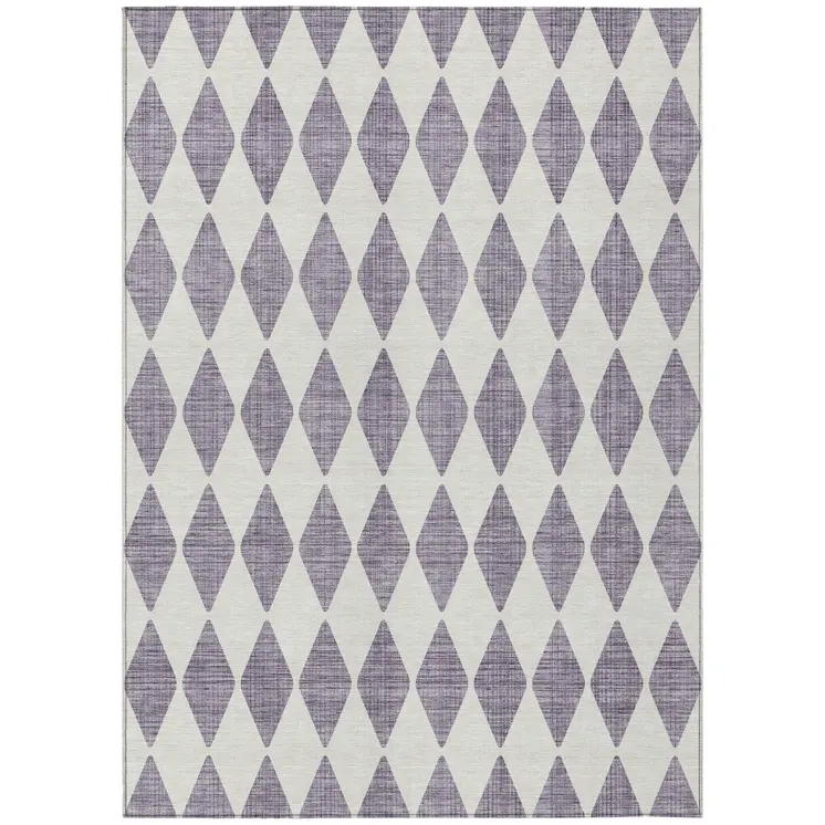9' X 12' Purple And Lilac Geometric Washable Indoor Outdoor Area Rug