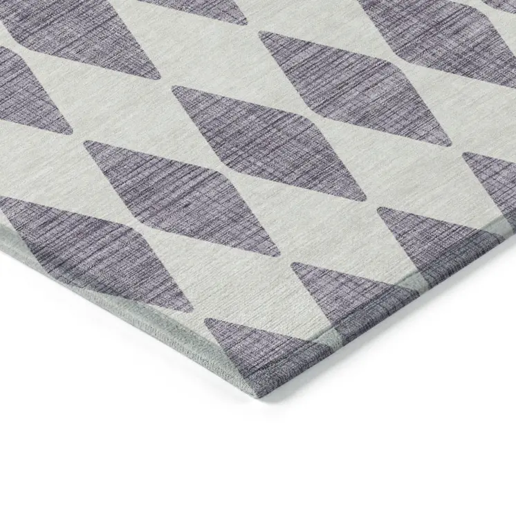9' X 12' Purple And Lilac Geometric Washable Indoor Outdoor Area Rug