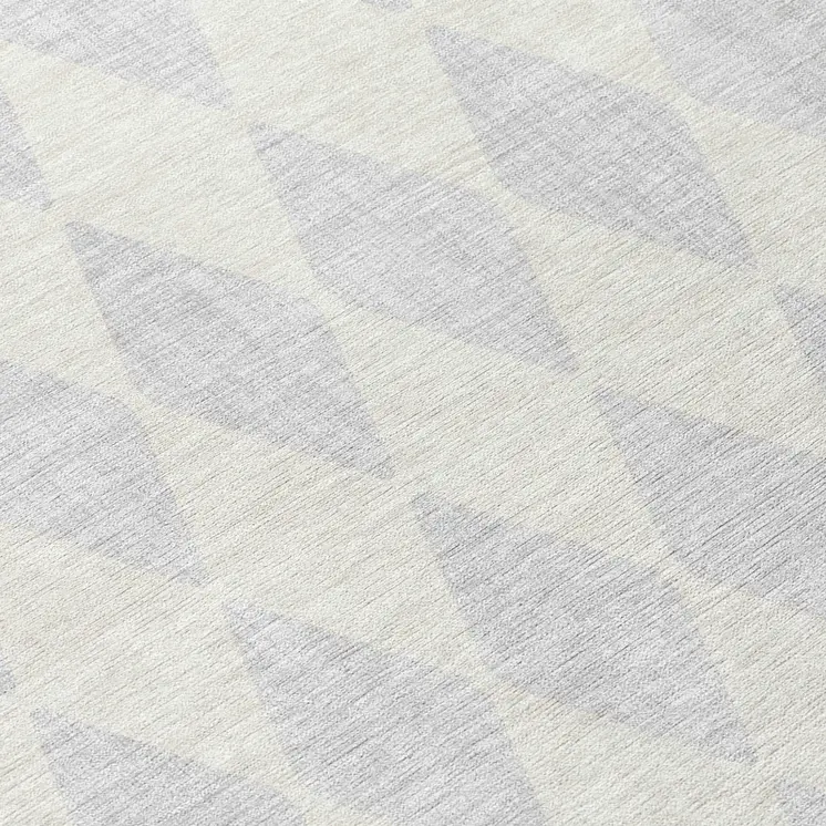 8' Silver And Ivory Round Geometric Washable Indoor Outdoor Area Rug