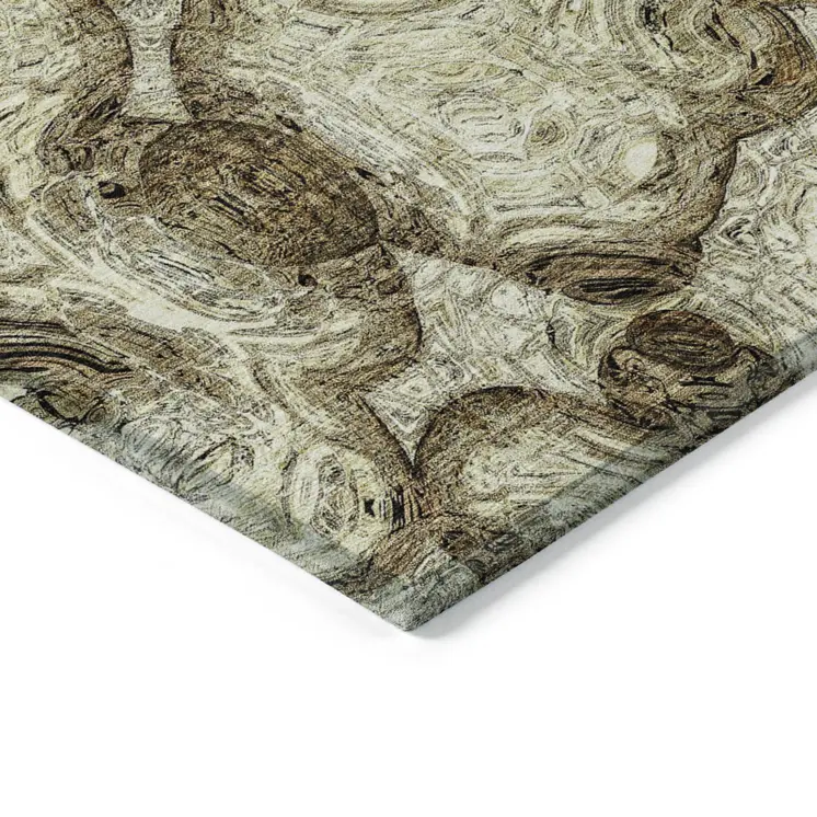 8' X 10' Beige Taupe And Brown Abstract Washable Indoor Outdoor Area Rug