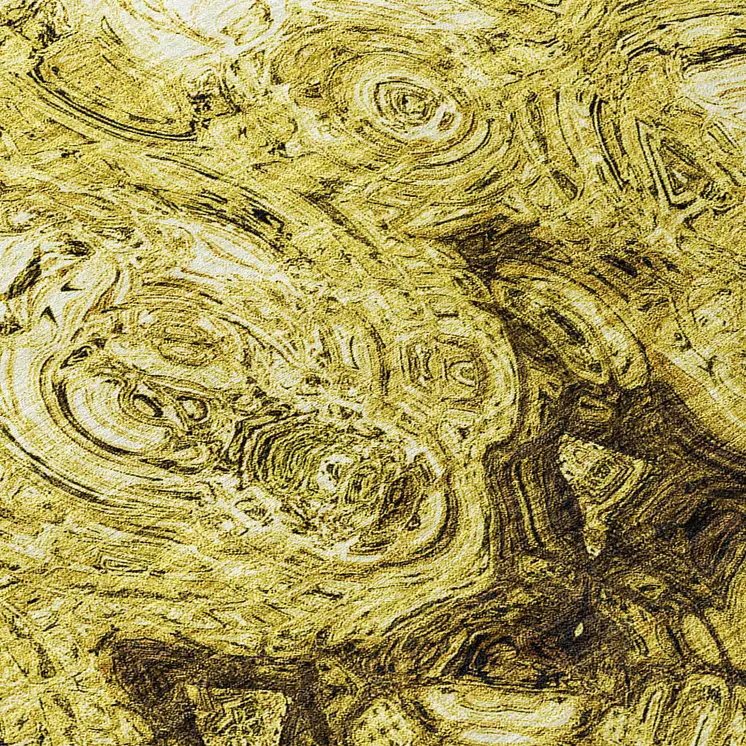 8' Gold Wheat And Chocolate Round Abstract Washable Indoor Outdoor Area Rug