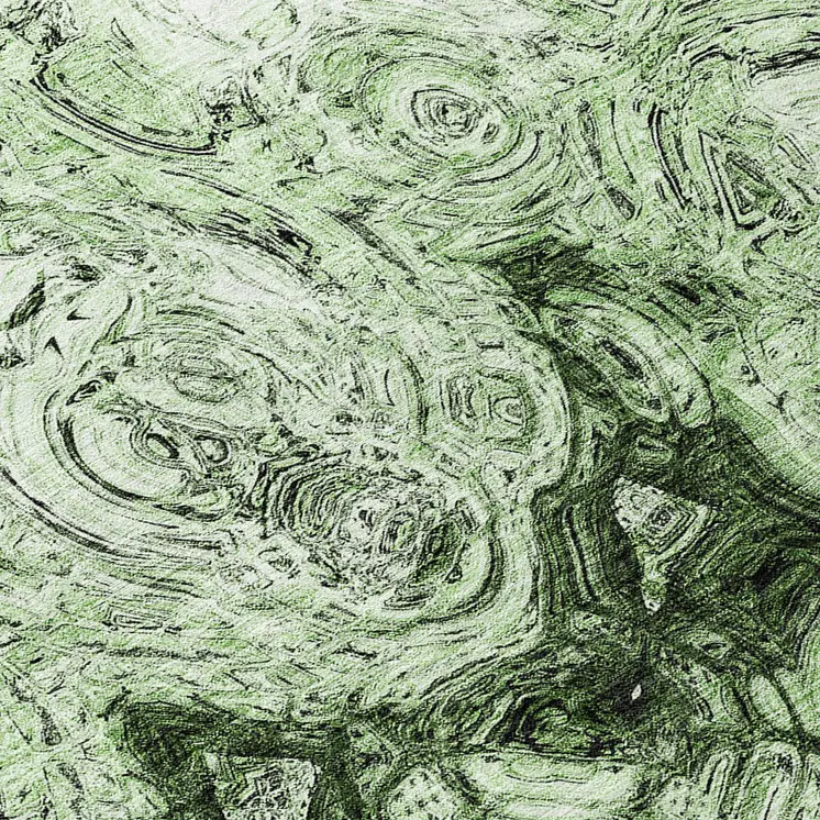 8' Artichoke Green And Emerald Round Abstract Washable Indoor Outdoor Area Rug
