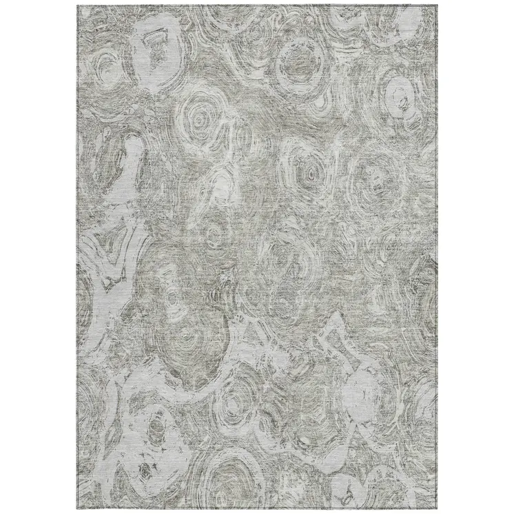 8' X 10' Ivory Taupe And Beige Abstract Washable Indoor Outdoor Area Rug