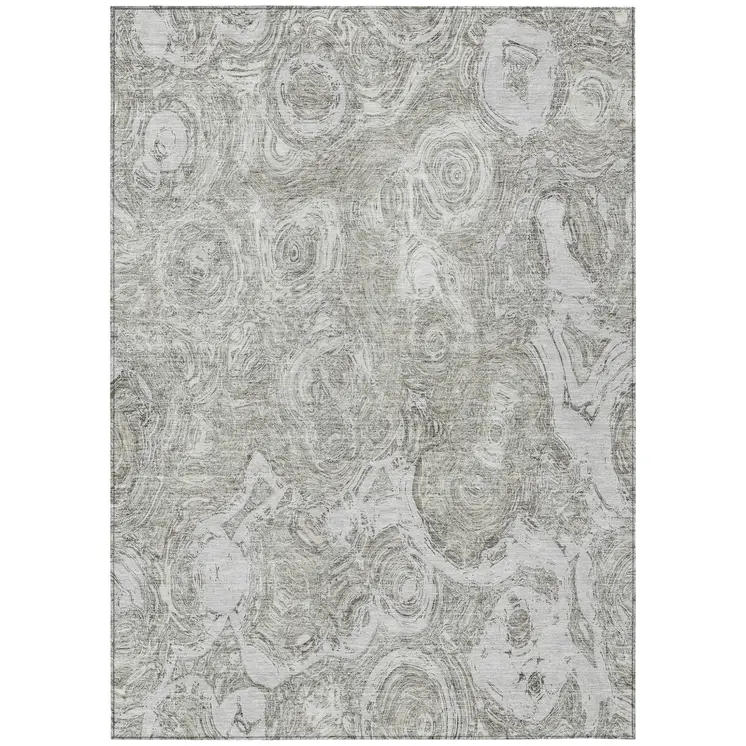 8' X 10' Ivory Taupe And Beige Abstract Washable Indoor Outdoor Area Rug