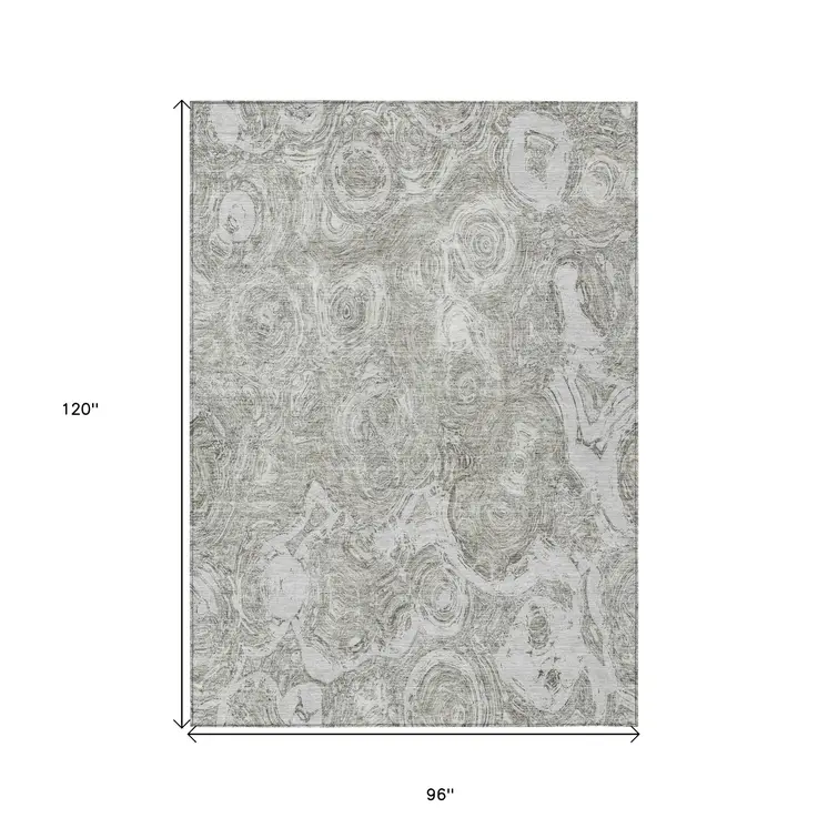 8' X 10' Ivory Taupe And Beige Abstract Washable Indoor Outdoor Area Rug