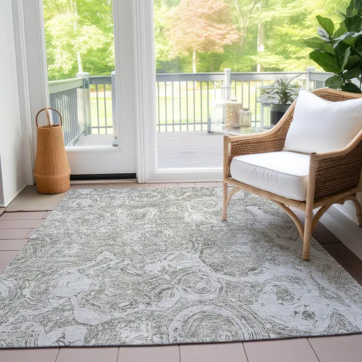 8' X 10' Ivory Taupe And Beige Abstract Washable Indoor Outdoor Area Rug