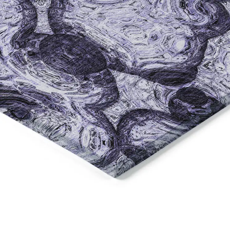 5' X 8' Purple And Lavender Abstract Washable Indoor Outdoor Area Rug