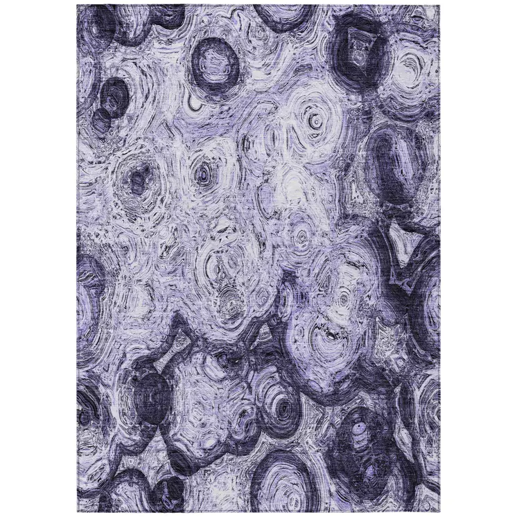 8' X 10' Purple And Lavender Abstract Washable Indoor Outdoor Area Rug