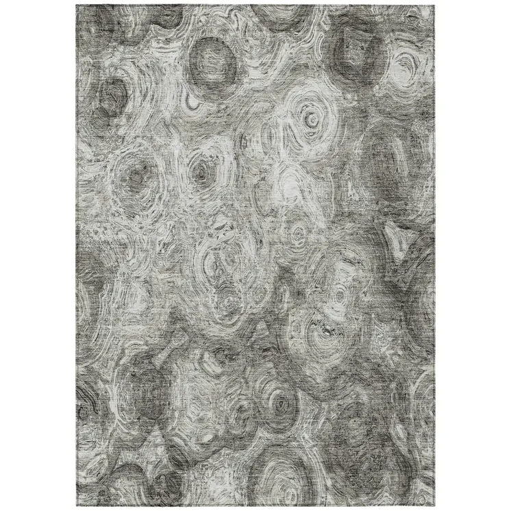 8' X 10' Silver Taupe And Ivory Abstract Washable Indoor Outdoor Area Rug
