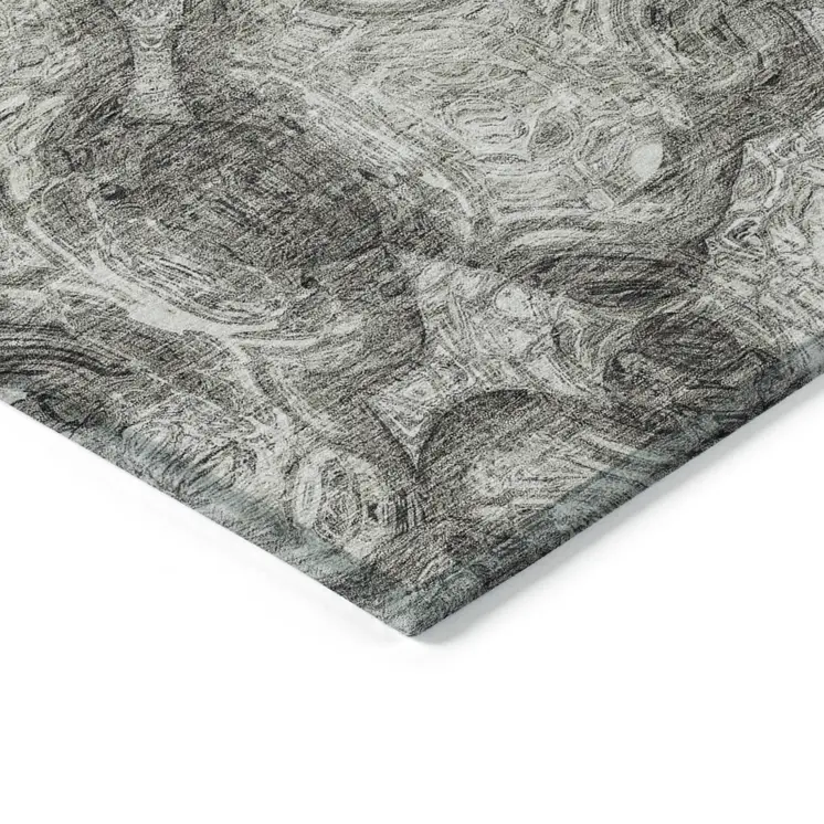 8' X 10' Silver Taupe And Ivory Abstract Washable Indoor Outdoor Area Rug