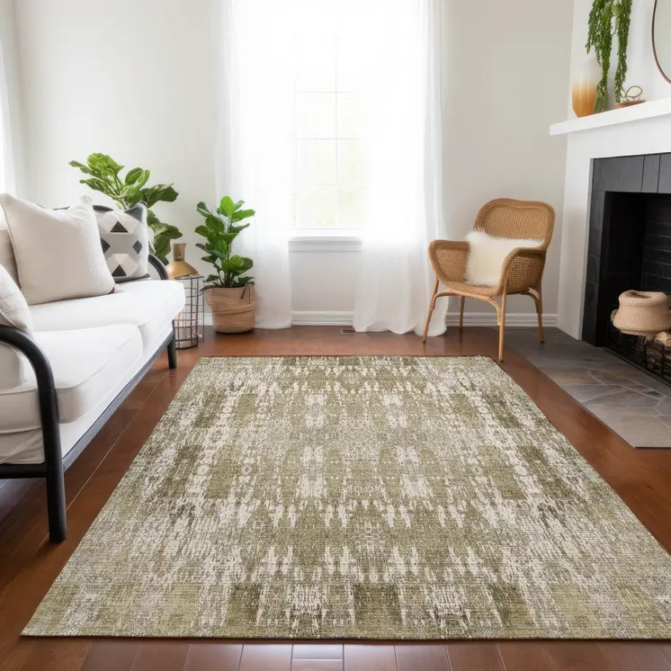 9' X 12' Beige Ivory And Tan Moroccan Washable Indoor Outdoor Area Rug