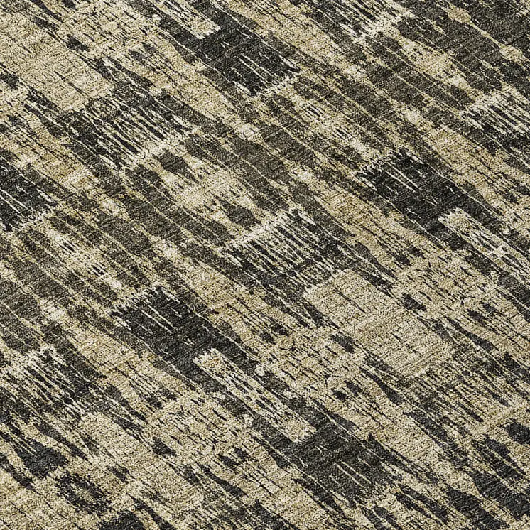 8' Black Taupe And Beige Round Moroccan Washable Indoor Outdoor Area Rug