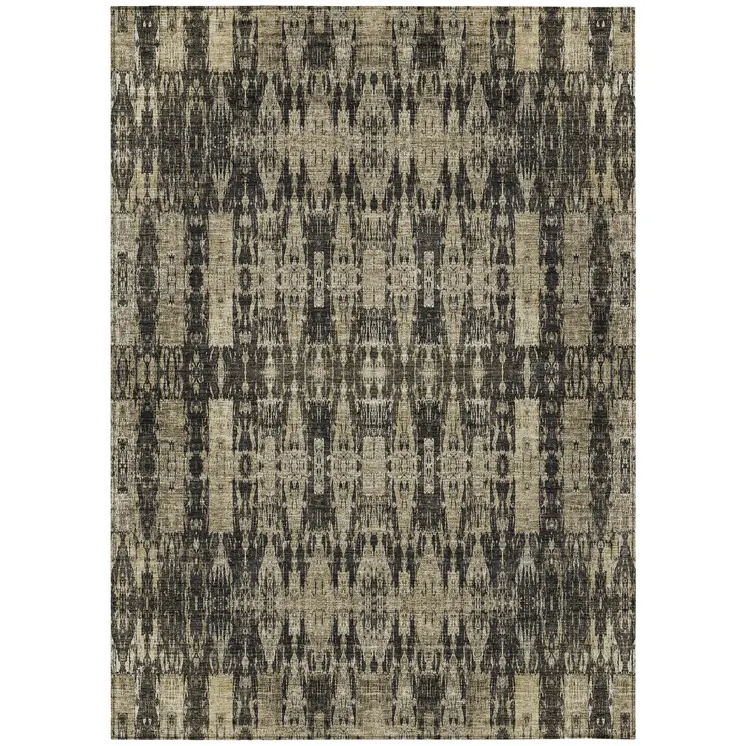 8' X 10' Black Taupe And Beige Moroccan Washable Indoor Outdoor Area Rug