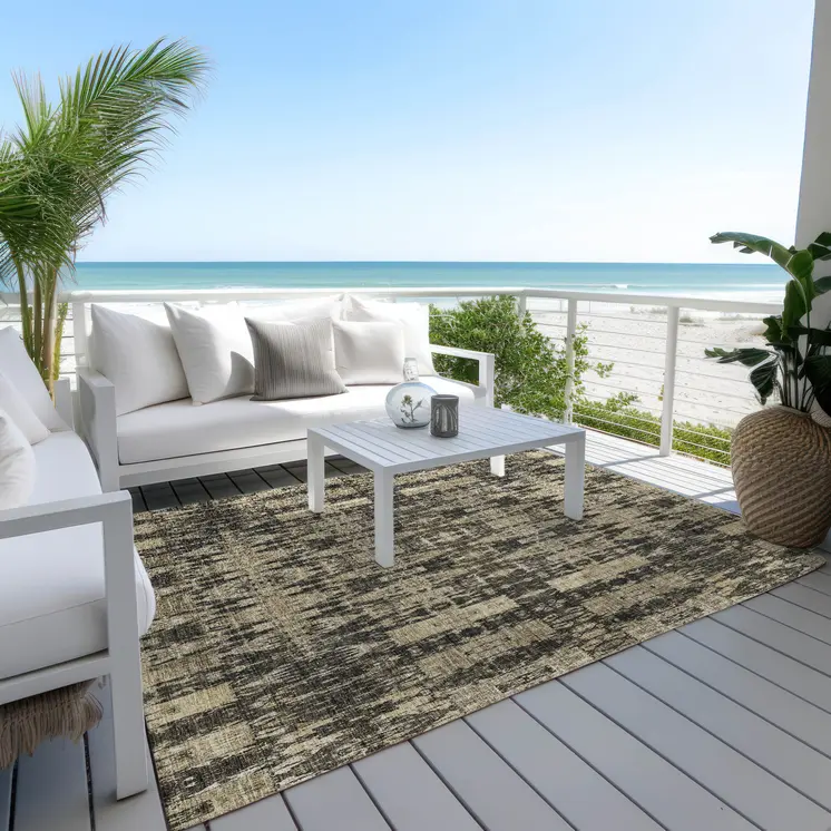 9' X 12' Black Taupe And Beige Moroccan Washable Indoor Outdoor Area Rug