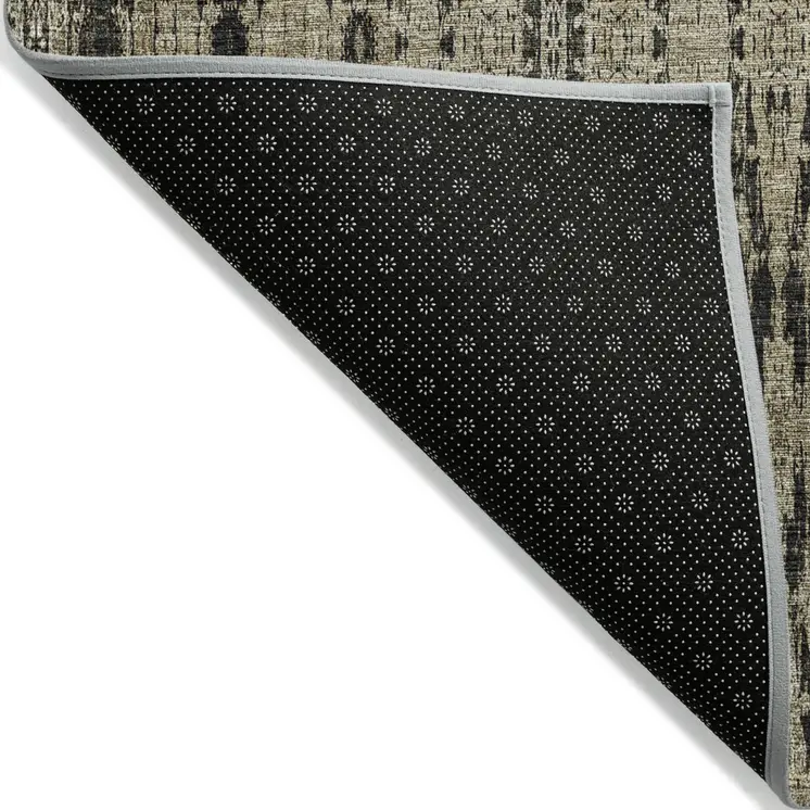 9' X 12' Black Taupe And Beige Moroccan Washable Indoor Outdoor Area Rug