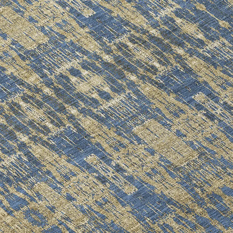 3' X 5' Blue Taupe And Beige Moroccan Washable Indoor Outdoor Area Rug