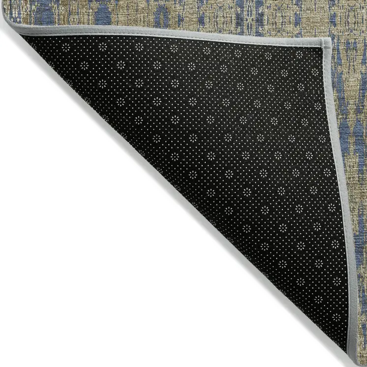 10' X 14' Blue Taupe And Beige Moroccan Washable Indoor Outdoor Area Rug