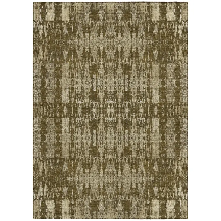 3' X 5' Chocolate Taupe And Beige Moroccan Washable Indoor Outdoor Area Rug