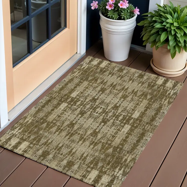 3' X 5' Chocolate Taupe And Beige Moroccan Washable Indoor Outdoor Area Rug