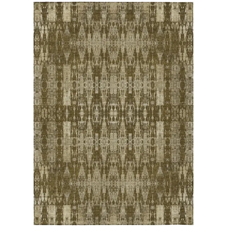 3' X 5' Chocolate Taupe And Beige Moroccan Washable Indoor Outdoor Area Rug