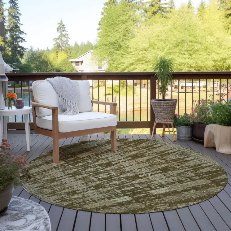 8' Chocolate Taupe And Beige Round Moroccan Washable Indoor Outdoor Area Rug