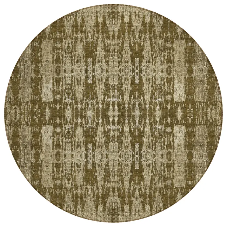 8' Chocolate Taupe And Beige Round Moroccan Washable Indoor Outdoor Area Rug