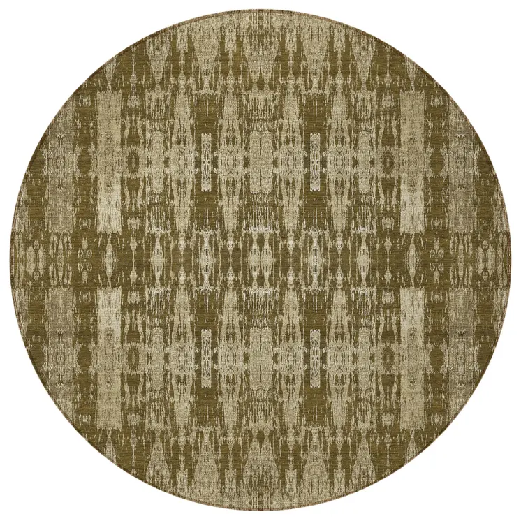8' Chocolate Taupe And Beige Round Moroccan Washable Indoor Outdoor Area Rug