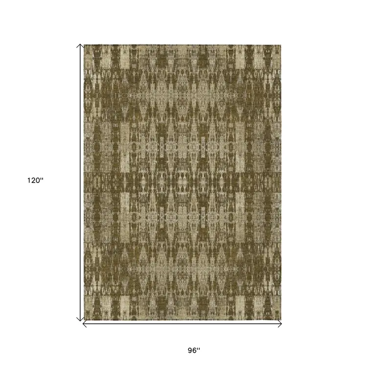 8' X 10' Chocolate Taupe And Beige Moroccan Washable Indoor Outdoor Area Rug