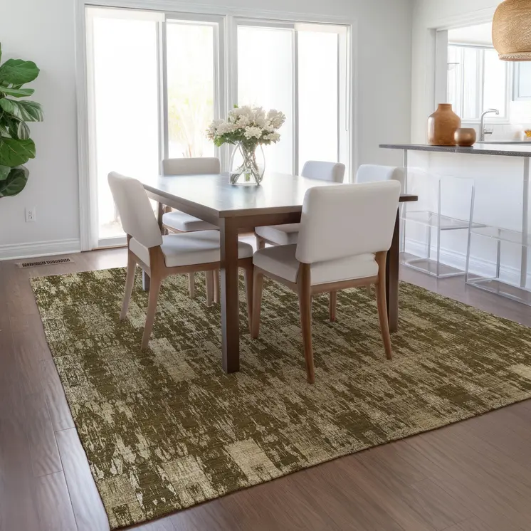 8' X 10' Chocolate Taupe And Beige Moroccan Washable Indoor Outdoor Area Rug