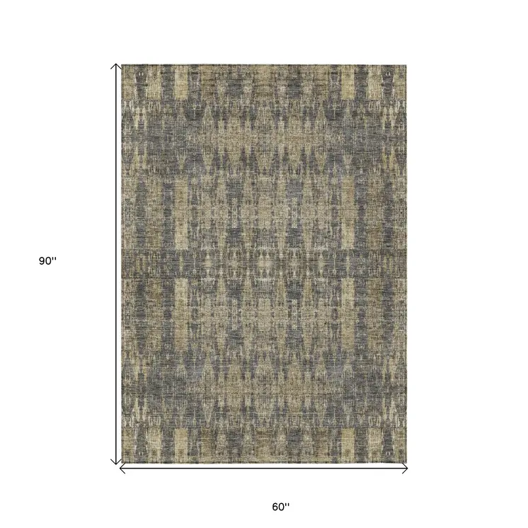 5' X 8' Gray Taupe And Beige Moroccan Washable Indoor Outdoor Area Rug
