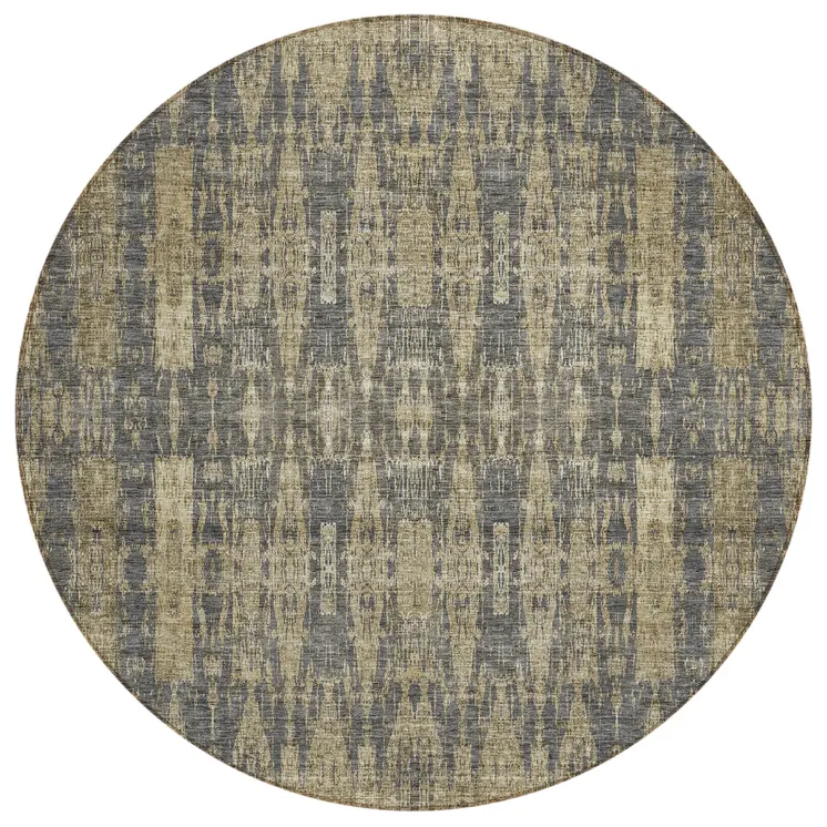 8' Gray Taupe And Beige Round Moroccan Washable Indoor Outdoor Area Rug