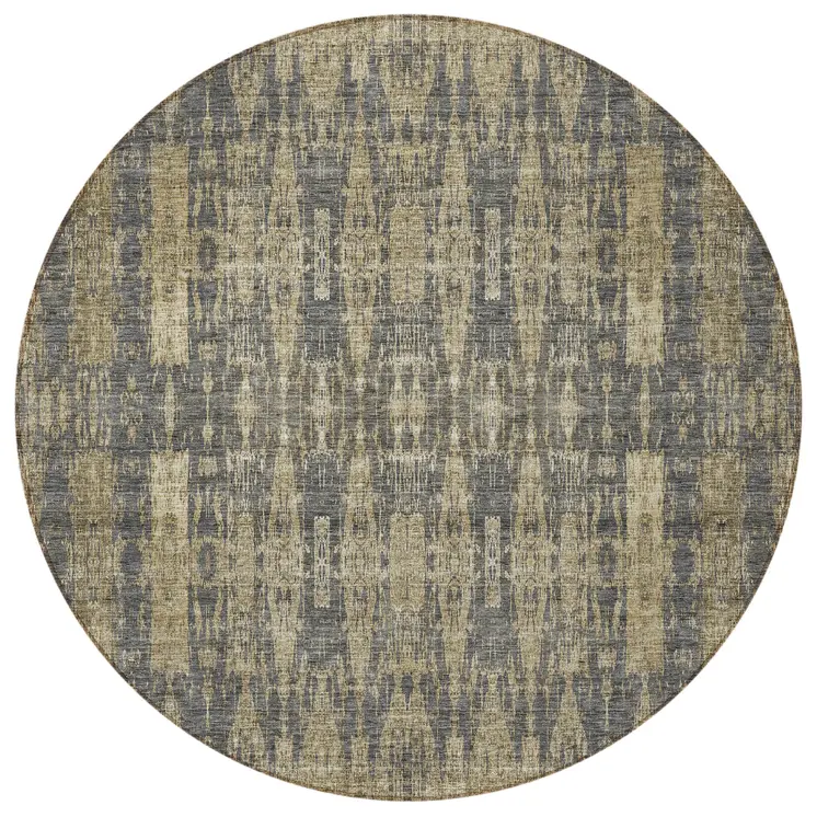 8' Gray Taupe And Beige Round Moroccan Washable Indoor Outdoor Area Rug