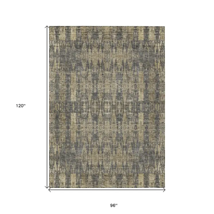 8' X 10' Gray Taupe And Beige Moroccan Washable Indoor Outdoor Area Rug