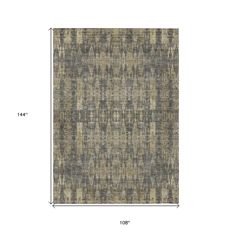 9' X 12' Gray Taupe And Beige Moroccan Washable Indoor Outdoor Area Rug