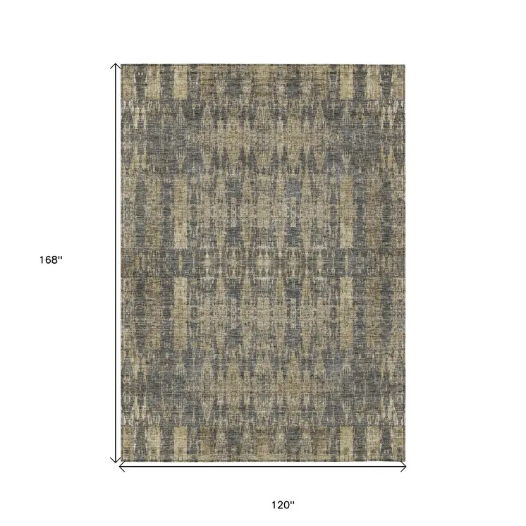 10' X 14' Gray Taupe And Beige Moroccan Washable Indoor Outdoor Area Rug
