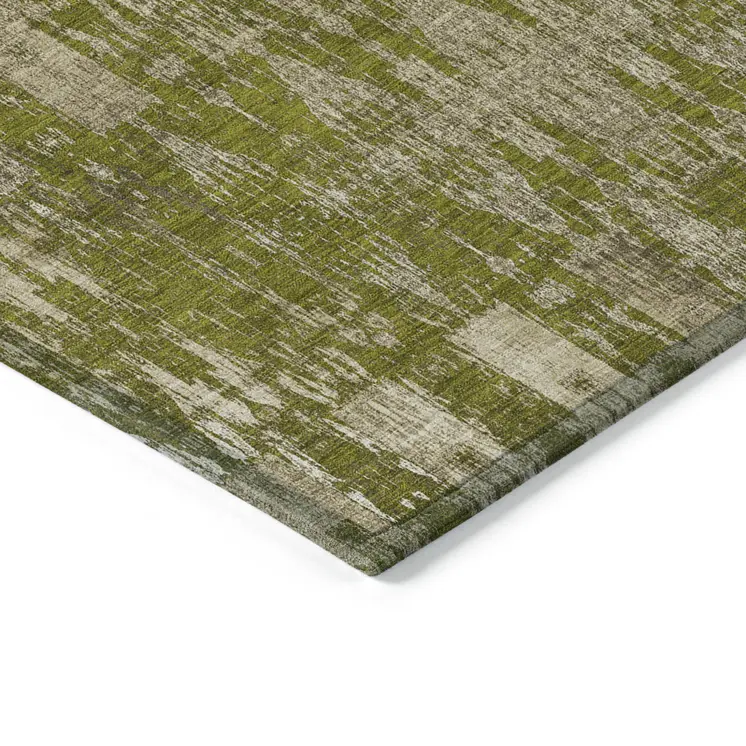5' X 8' Olive Green Taupe And Beige Moroccan Washable Indoor Outdoor Area Rug