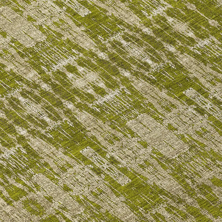 8' Olive Green Taupe And Beige Round Moroccan Washable Indoor Outdoor Area Rug