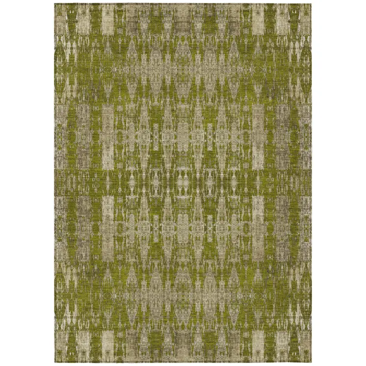 10' X 14' Olive Green Taupe And Beige Moroccan Washable Indoor Outdoor Area Rug